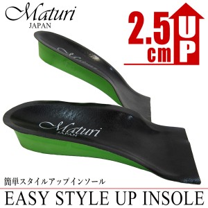 Maturi マトゥーリ 2.5cm インソール スタイルアップ 身長アップ ヒールアップ ハーフタイプ 中敷き MS-000 BK