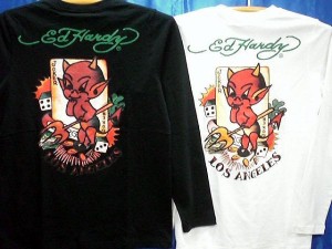 エド・ハーディー Tシャツ  長袖Tシャツ デビルプリント　ED HARDY アメカジ タトゥー