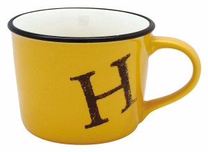 マグカップ【アルファベット マグ】【H】黄色 選べる10色♪ スープ 紅茶 コーヒー カフェオレ おしゃれ カントリー風 キッチン用品 洋風 