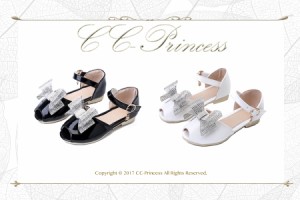 サンダル フォーマル  キッズサンダル 女の子 サンダル  発表会 結婚式 黒 白 16.5-18.5cm CC-Princess 