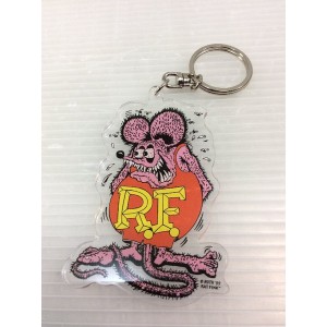 ラットフィンク Rat Finkクリアキーホルダー　ピンク 車　バイク　キーホルダー キーリング キーチェーン  ストラップ  アメリカ雑貨　