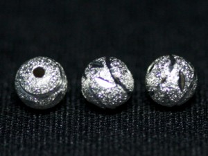 【天然石 パーツ】メタルビーズ (銀色) デザインカット 6mm (5個セット) パワーストーン