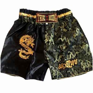 新品 ナイロン 子供用 ムエタイ 龍黒 SSS/SS/S/M/L 選択/キック/ボクシングパンツ/ムエタイ/キッズ用/ジュニア