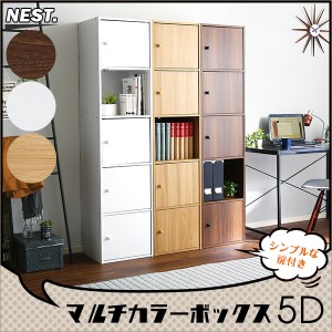 値下げ 送料無料 マルチカラーボックス5D【NEST.】5ドアタイプ カラーボック スラック 扉付 収納庫 収納ラック 本棚 戸付 ラック 5段 幅4