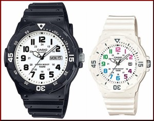 CASIO【カシオ/スタンダード】アナログクォーツ ペアウォッチ 腕時計 ラバー ブラック/ホワイト 海外モデル MRW-200H-7B/LRW-200H-7B（送