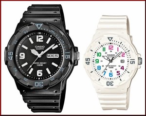 CASIO【カシオ/スタンダード】アナログクォーツ ペアウォッチ 腕時計 ラバー ブラック/ホワイト 海外モデル MRW-200H-1B2/LRW-200H-7B（