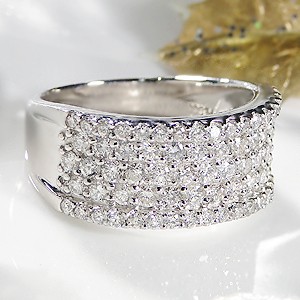 pt900 「1.20ct」 5連 ダイヤモンド パヴェリング ジュエリー SIクラス 指輪 プラチナ pave 4月誕生石 ダイヤモンドリング