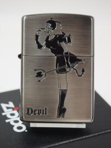 ジッポーZippo ウィンディーガール/デビル＆エンジェル・ニッケル・ブラック 銀黒 両面Windy1935ガール新品