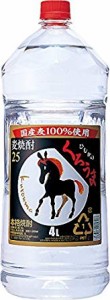  4本まで送料1本分   本格麦焼酎 25度 くろうま 4000ml ペットボトル 1本 宮崎県 神楽酒造 