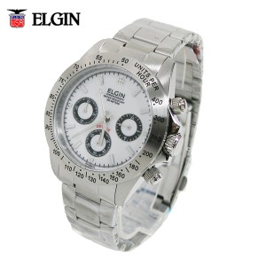 送料無料 エルジン/ELGIN クロノグラフ 20気圧防水 メンズ腕時計 FK1059S-W