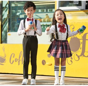 女の子男の子上下セットアップ　学園祭★文化祭★学園制服　合唱ステージ出演服コスプレ衣装コスチューム　子供ダンスウェア団体服表演服