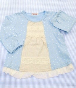 ブランシェス BRANSHES チュニック 長袖 80cm 水色系 オールインワン 女の子 ベビー服 キッズ 子供服 中古