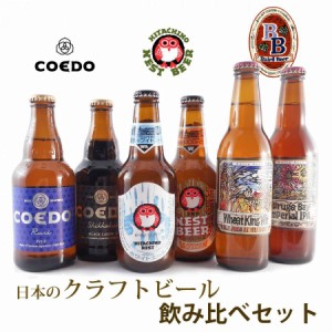 日本のクラフトビールセット コエドビール ＆ 常陸野ネスト ＆ ベアードビール 6本 クール便 飲み比べ 本州のみ送料無料 レビューキャン