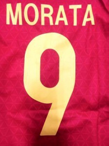 大人用 A014 17 スペイン MORATA*9 モラタ 赤 ゲームシャツ パンツ付 /サッカー/チームオーダー/ユニフォーム /上下セット