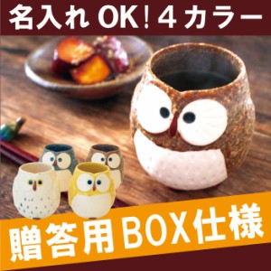 プレゼント 名入れ ギフト 湯呑み 梟 名前入り フクロウ 湯呑 【 福来る ふくろう 湯呑み 全4色 】 父 誕生日 古希祝い 還暦祝い 喜寿祝