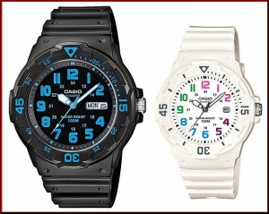 CASIO【カシオ/スタンダード】アナログクォーツ ペアウォッチ 腕時計 ラバー ブラック/ホワイト 海外モデル MRW-200H-2B/LRW-200H-7B（送