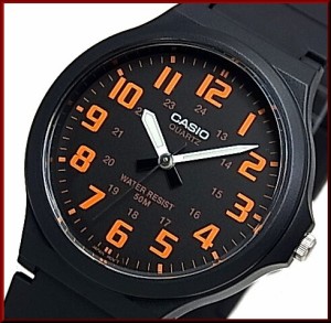 CASIO【カシオ/スタンダード】アナログクォーツ メンズ腕時計 ラバーベルト ブラック/オレンジ 海外モデル MW-240-4B（送料無料）