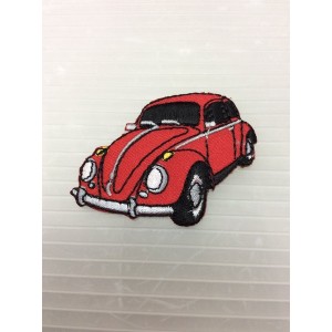 小型刺繍ワッペン(EE)　（VＷビートル赤）フォルクスワーゲンビートル　アイロンワッペン　刺繍、エンブレム、大人気、オシャレ アップリ