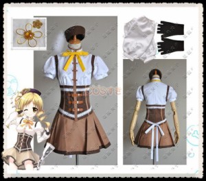 送料無料 魔法少女まどか☆マギカ 巴マミ ともえマミ 先輩変身戦闘 コスプレ衣装 COS  高品質 新品 Cosplay アニメ コスチューム