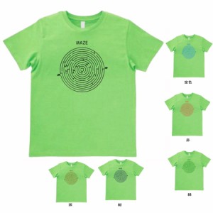 デザインTシャツ　デザイン　迷路　MAZE　Tシャツ　ライトグリーン