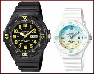 CASIO【カシオ/スタンダード】アナログクォーツ ペアウォッチ 腕時計 ラバー ブラック/ホワイト 海外モデル MRW-200H-9B/LRW-200H-2E2（