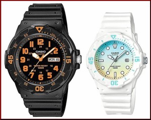 CASIO【カシオ/スタンダード】アナログクォーツ ペアウォッチ 腕時計 ラバー ブラック/ホワイト 海外モデル MRW-200H-4B/LRW-200H-2E2（