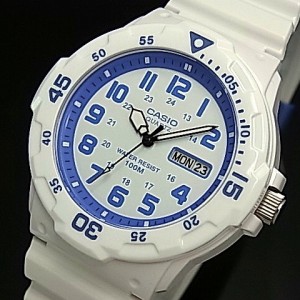 CASIO【カシオ/スタンダード】アナログクォーツ メンズ腕時計 ホワイトラバーベルト ホワイト/ブルー文字盤 海外モデル MRW-200HC-7B2（