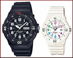 CASIO【カシオ/スタンダード】アナログクォーツ ペアウォッチ 腕時計 ラバー ブラック/ホワイト 海外モデル MRW-200H-1B/LRW-200H-7B（送