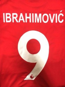 子供用 K008 18 マンチェスター IBRAHIMOVIC*9 イブラヒモビッチ 赤 ゲームシャツ パンツ付 /サッカー/キッズ/ジュニア