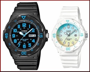 CASIO【カシオ/スタンダード】アナログクォーツ ペアウォッチ 腕時計 ラバー ブラック/ホワイト 海外モデル MRW-200H-2B/LRW-200H-2E2（