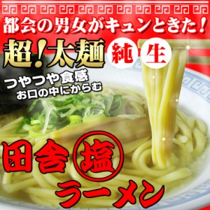 送料無料 塩ラーメン 4人前スープ付 純生麺 田舎ラーメン 食品 お試し 太麺