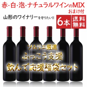 コロナ ふっこう支援 山形のワイナリーを守りたい！ 飲んで応援 福袋 ワイン 720~750ml×6本セット おまけつき 送料無料 オンライン飲み