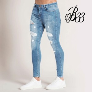 Bee Inspired Clothing ビーインスパイアード Luca Skinny Stretch - Distressed Light Blue スキニーストレッチ デニム ジーンズ パンツ