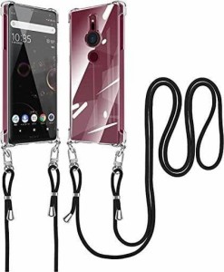 SONY XPERIA XZ2 ケース クリア SO-03K スマホケース SOV37 カバー ネック ショルダー ストラップ付き 肩掛け 斜めかけ エクスペリア XZ2