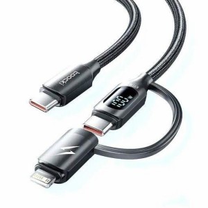 USB C TO C + ライトニング用 2IN1急速充電ケーブル 100W 5A 長さ1M ライトニング変換 デジタルディスプレイ 高耐久性