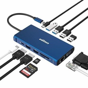 USB C ハブ、ODITTON 12 IN 1 トリプル ディスプレイ ラップトップ USB C ドッキング ステーション、MACBOOK & WINDOWS 用 USB C ハブ ア