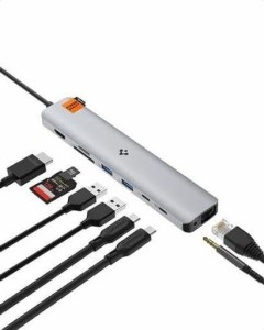 SPIGEN 9-IN-1 USB C ハブ, [ 100W PD / 4K HDMI / 1GBPS ギガビットイーサネット / 5GBPS データ転送 USB-C & USB-A 2ポート / 最大104M