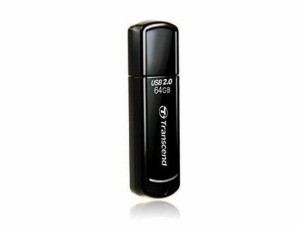 TRANSCEND USBメモリ 64GB USB 2.0 キャップ式 ブラック (無期限保証) TS64GJF350
