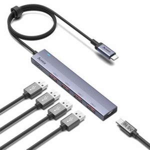 ACEELE USB C ハブ 10GBPS ５ポート拡張 USB 3.2 GEN 2 ハブ100CM ケーブル 4XUSB-A ポートと TYPE C 電源ポート付き、USB C TO USB 3.2 