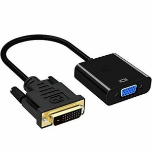 DVI-D 24+1 TO VGA D-SUB 変換アダプタ オス-メス DVI VGA 変換ケーブル に対応 16CM (ブラック)