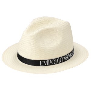 エンポリオアルマーニ EMPORIO ARMANI ハット 帽子 6278842R572-41510 麦わら帽子 ストローハット メンズ オフホワイト ハット 日除け 普