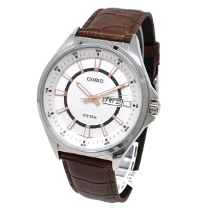 カシオ CASIO 腕時計 STANDARD MTP-E108L-7A アナログ時計 メンズ ウォッチ シルバー+ブラウン 海外正規品腕時計 時計 ブランド 人気 プ