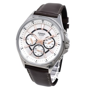 カシオ CASIO 腕時計 STANDARD MTP-E303L-7AV アナログ時計 メンズ ウォッチ シルバー+ブラウン 海外正規品腕時計 時計 ブランド 人気 プ