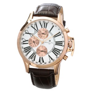 サルバトーレマーラ Salavatore Marra 腕時計 SM23101 PGWH マルチファンクション クオーツ メンズ腕時計 レザーベルト腕時計 時計 ブラ