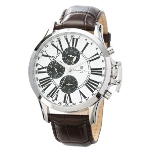 サルバトーレマーラ Salavatore Marra 腕時計 SM23101 SSWH マルチファンクション クオーツ メンズ腕時計 レザーベルト腕時計 時計 ブラ