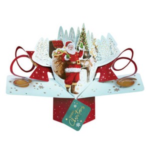 セカンドネイチャー SECOND NATURE ポップアップカード クリスマスカード サンタ＆レインディアー XPOP062 クリスマス Xmasカード グリー