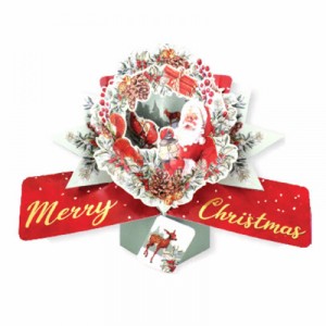 セカンドネイチャー SECOND NATURE ポップアップカード クリスマスカード リース ウィズ サンタ XPOP069 クリスマス サンタクロース 3D 