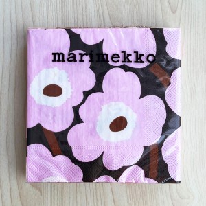 マリメッコ marimekko ペーパーナプキン 紙ナプキン ランチサイズ 20枚 552656 UNIKKO ウニッコ rose ダークグレー+ライトピンク系 北欧