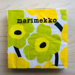 マリメッコ marimekko ペーパーナプキン 紙ナプキン ランチサイズ 20枚 552670 UNIKKO ウニッコ yellow イエロー+ライトグリーン 紙ナフ