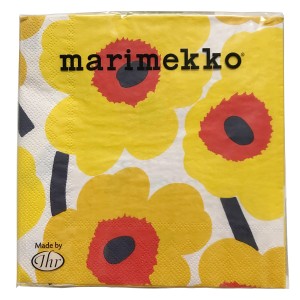 マリメッコ marimekko ペーパーナプキン 紙ナプキン ランチサイズ 20枚 552671 UNIKKO ウニッコ dard yellow イエロー 紙ナフキン 北欧 